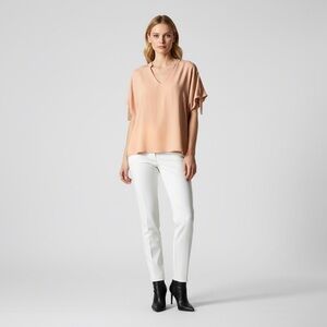 Trendsetter Blush Pink V-Neck blouse cold shoulder Top size XXL casual wear